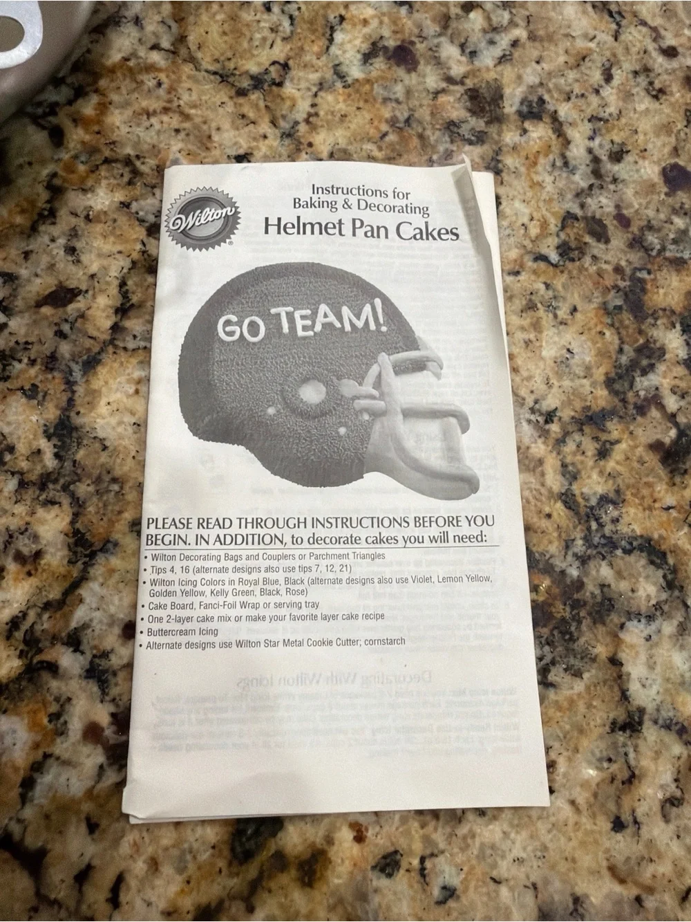 Vintage Wilton Football Helmet Cake Pan Mold #2105-3510 with instructions